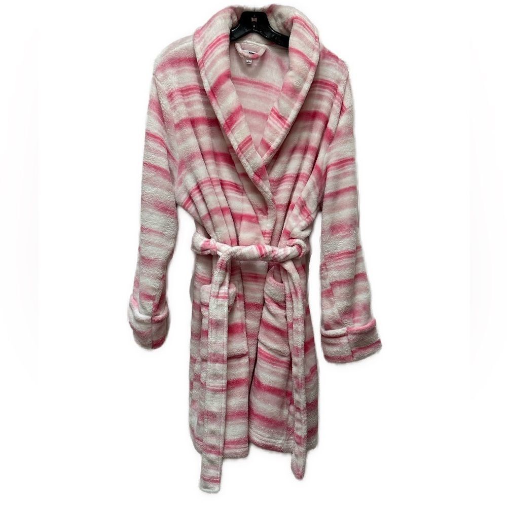 Sonoma White/Pink Plush Belted Robe Size L